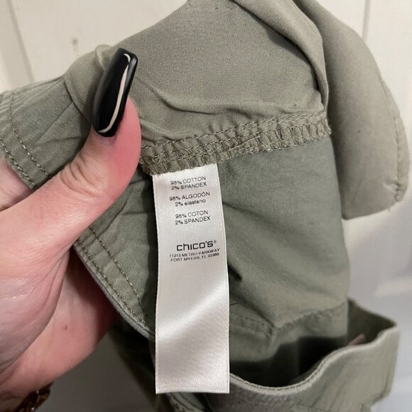 Chico's Womens Green Elastic Waist Pockets Convertible High Rise Pants Large/12 - Picture 7 of 10